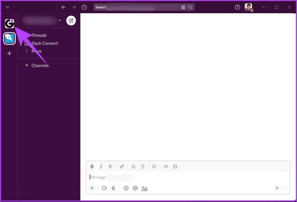 navigate to the workspace you want to leave from the left pane