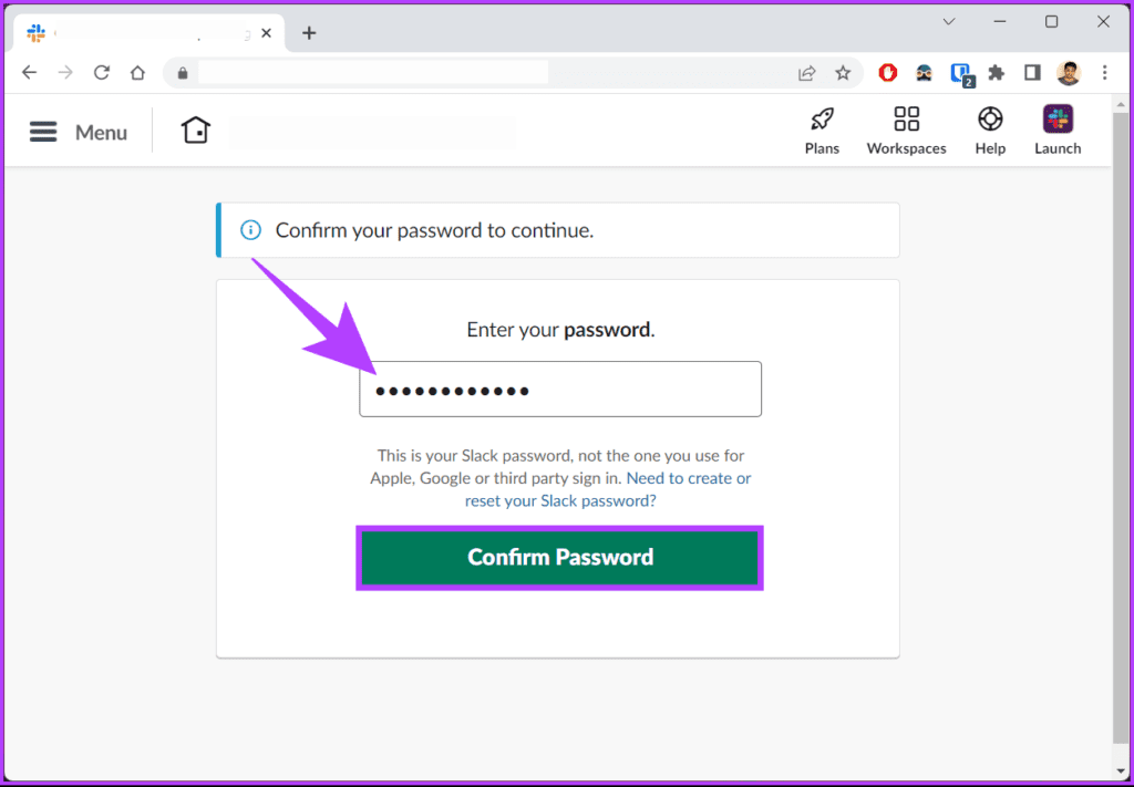 click Confirm Password