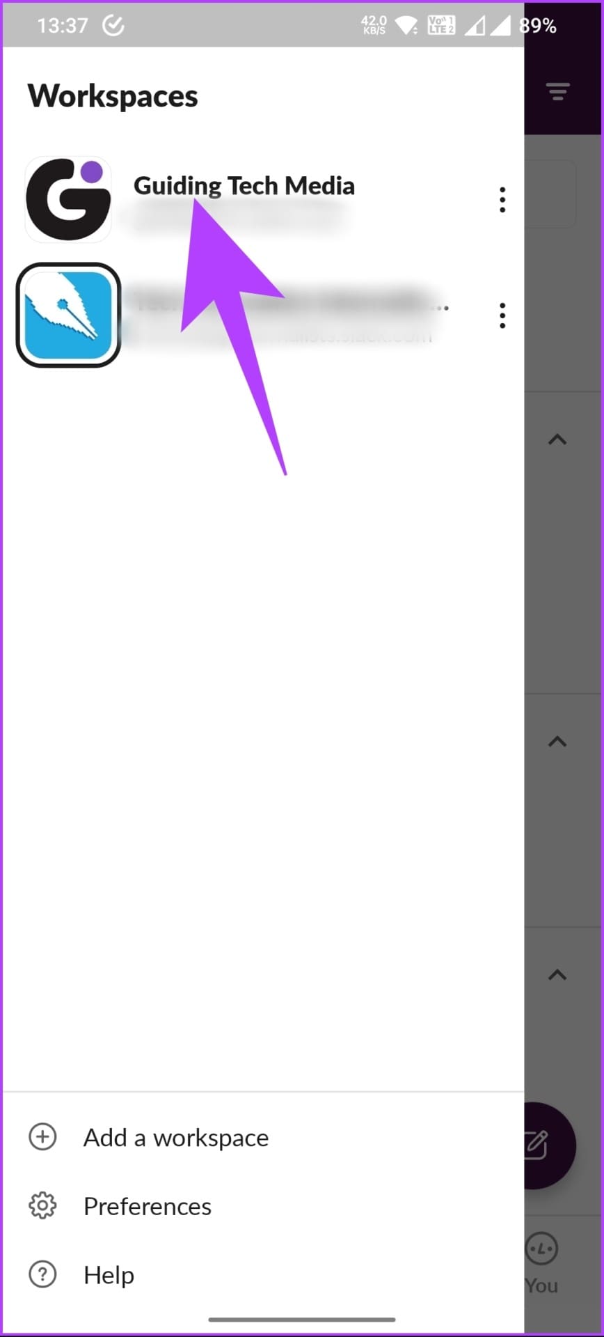 tapping the top-left corner of the home screen