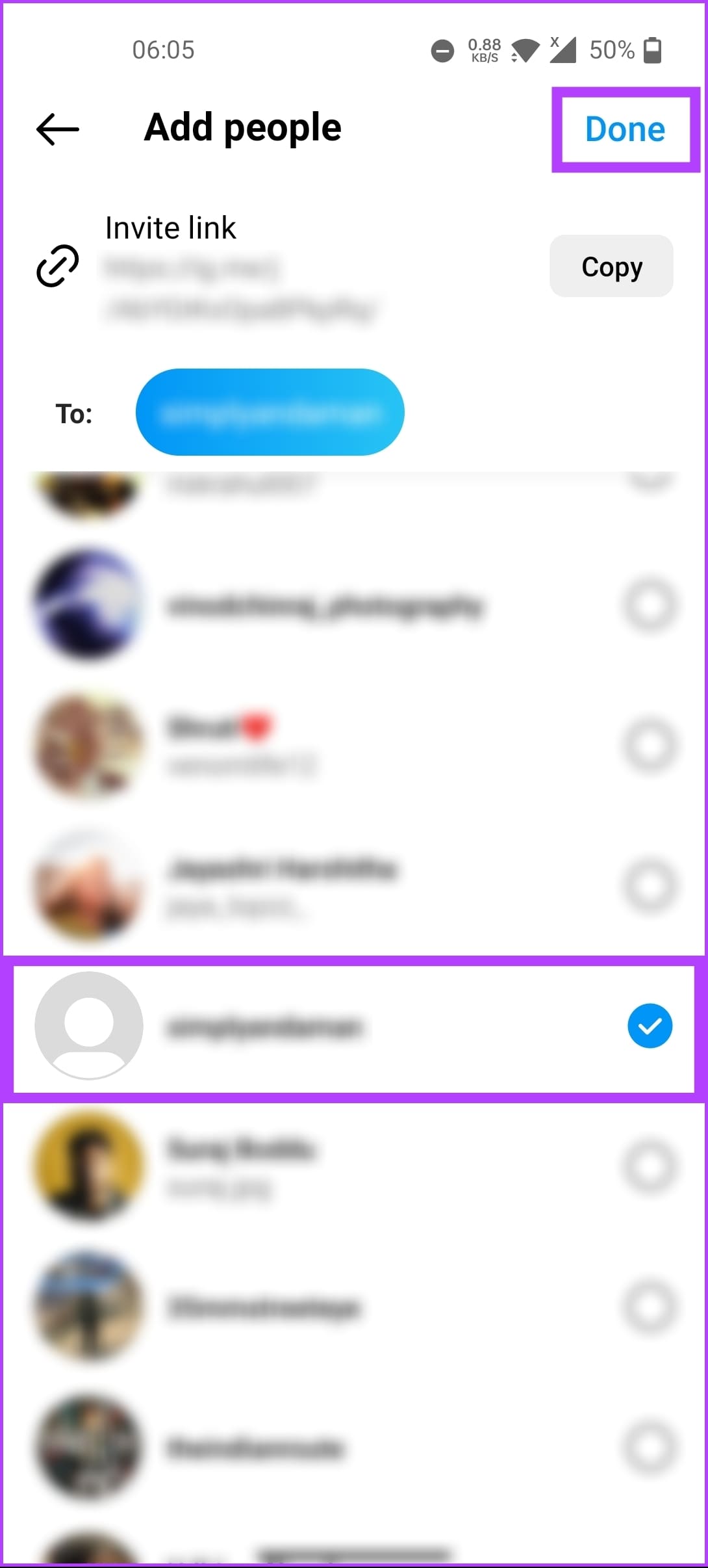 select from the list of people