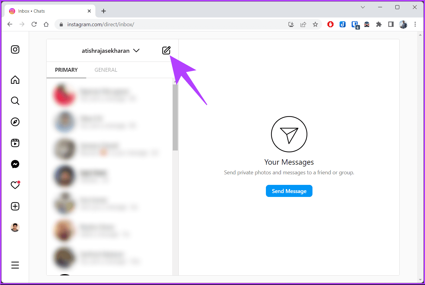 Click on the Create Message (pencil) icon