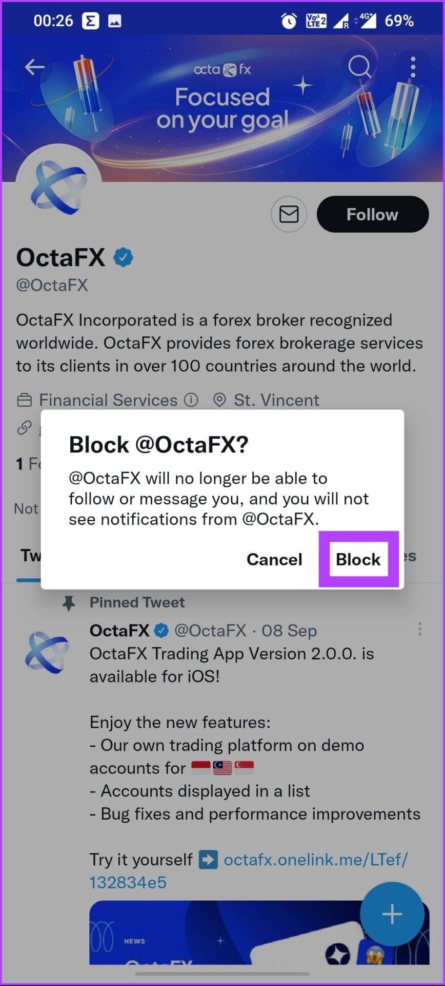 Tap Block on the prompt