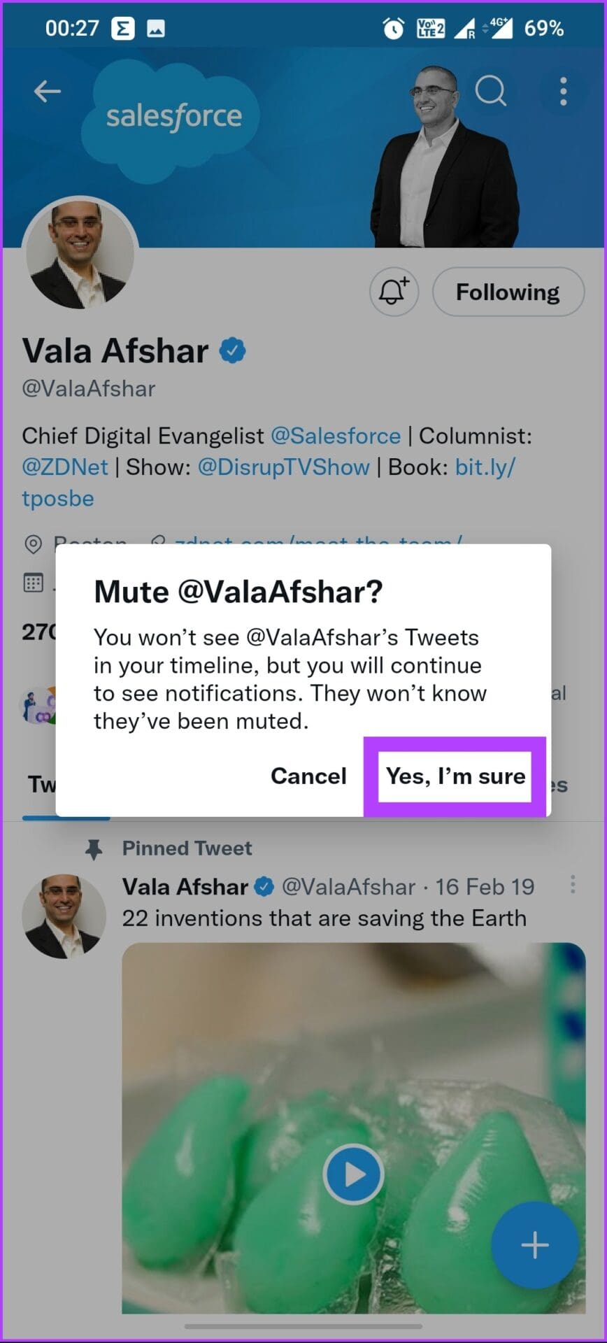 Tap Yes I'm sure on the prompt