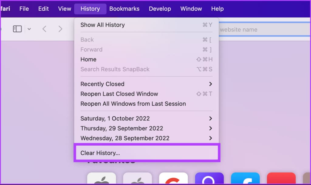 Click clear history