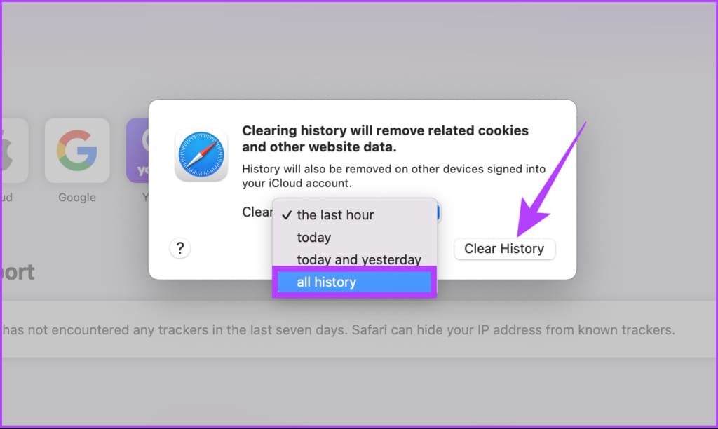 click on Clear History