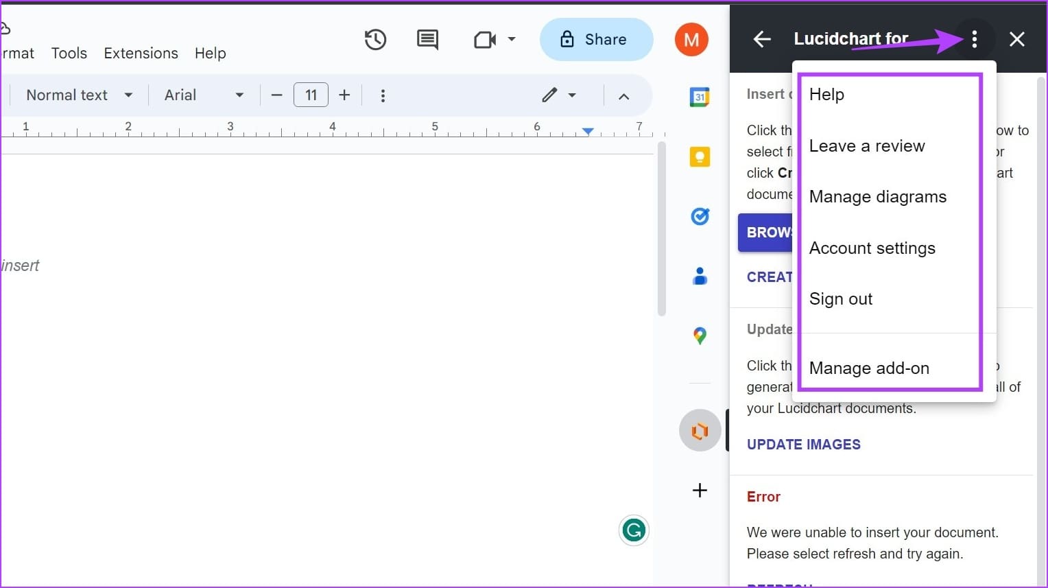 Access additional menu icons