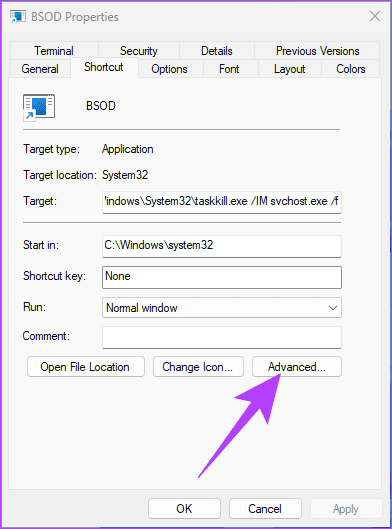 Click on the Advanced button