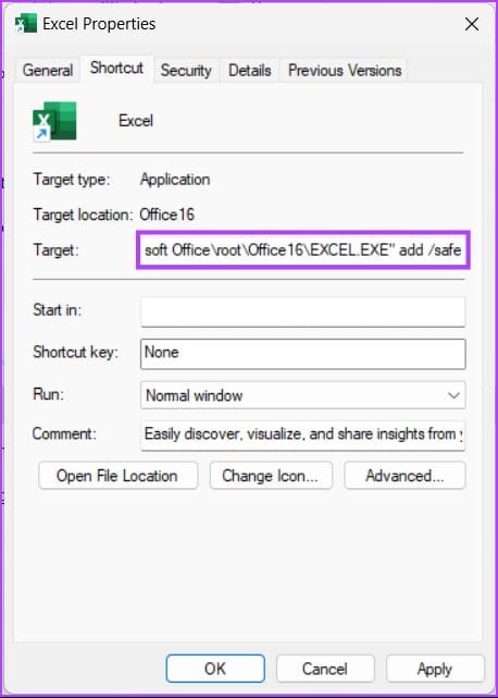 'add /safe' to the end path