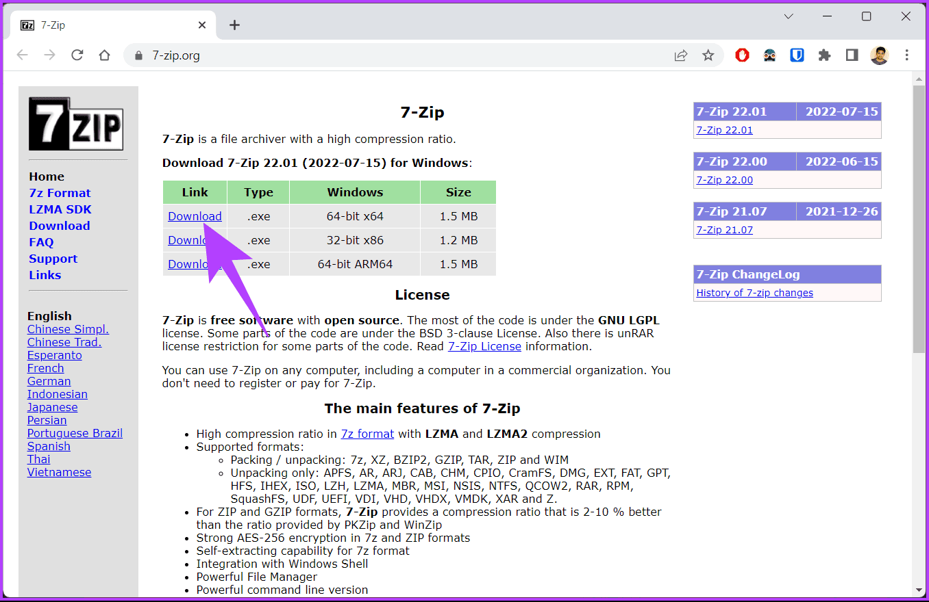 download and install the 7-Zip program