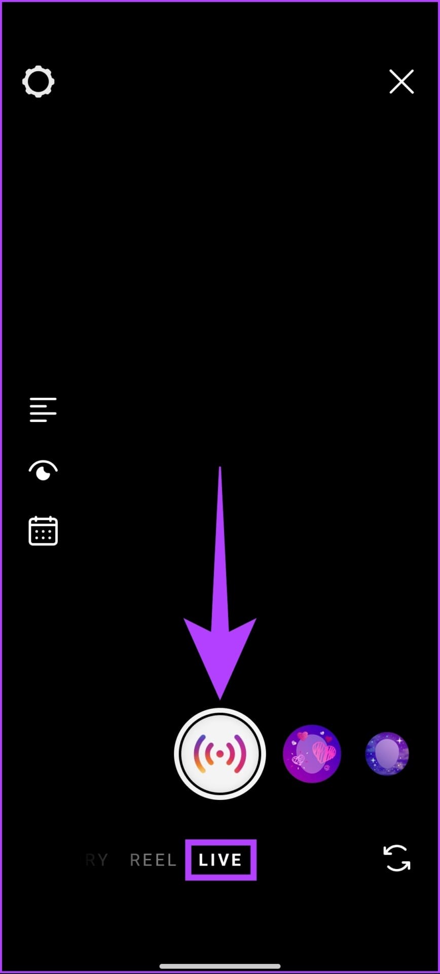click the Live button
