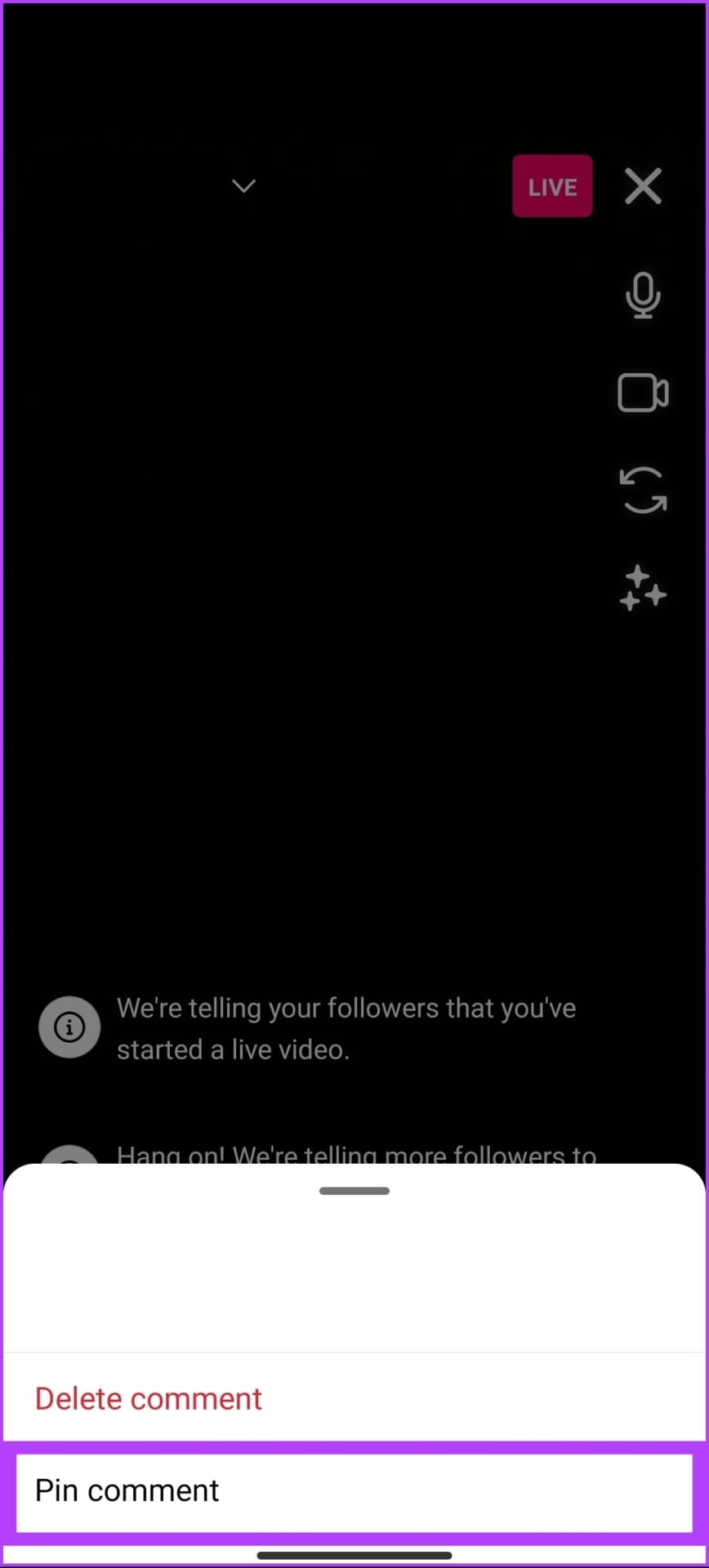 from the option, select Pin Comment.