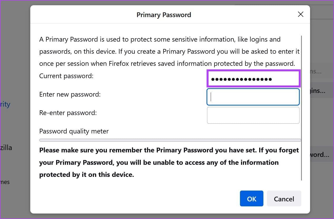 Enter your current password