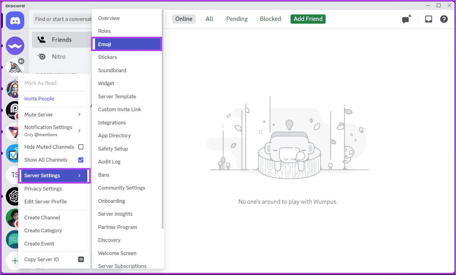 click on Server Settings