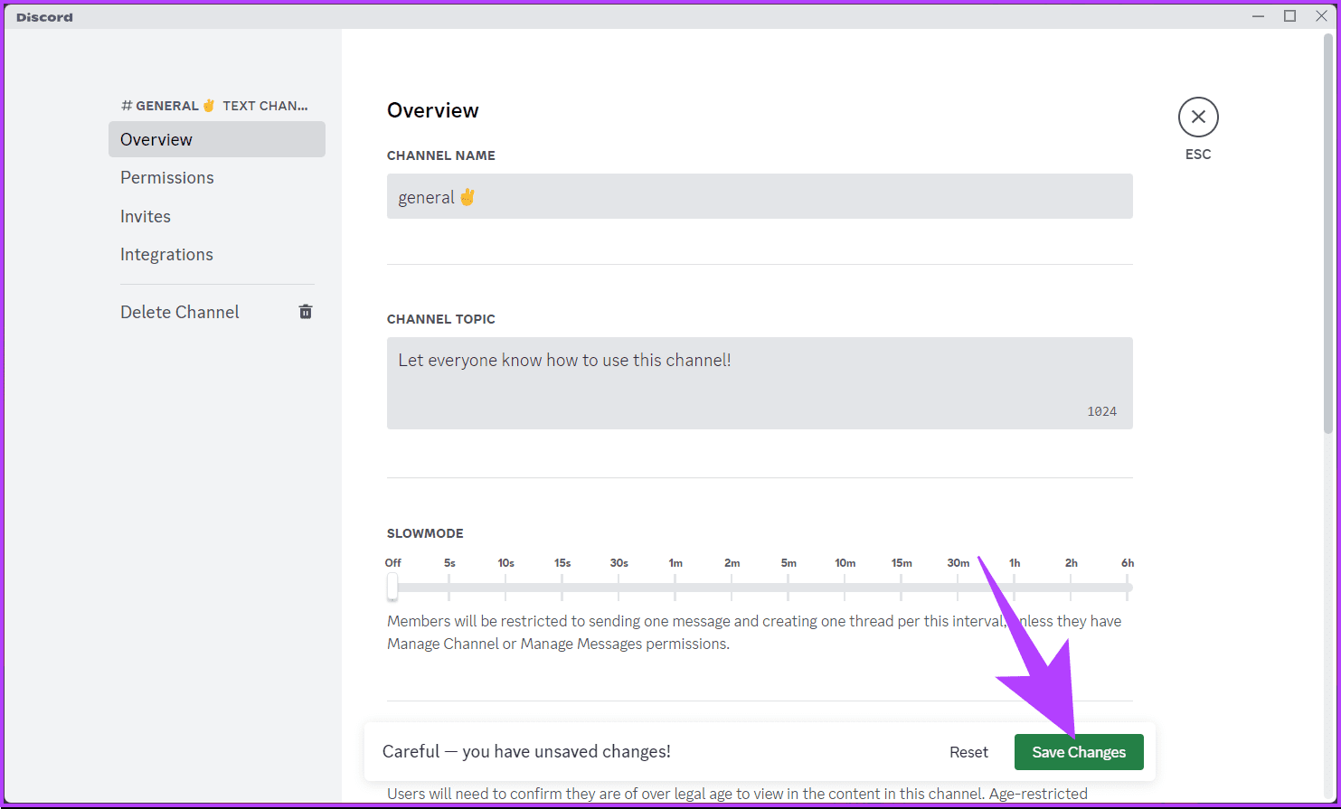 click Save Changes