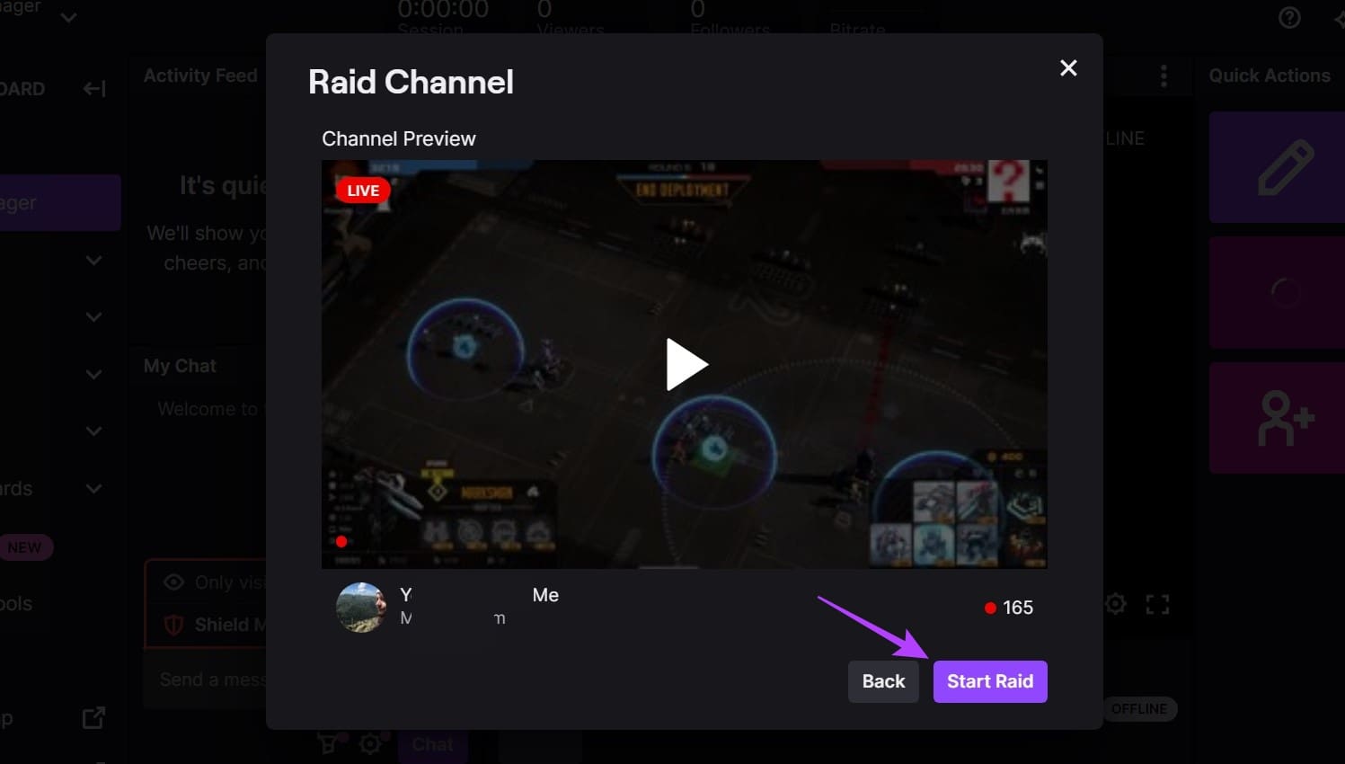 Click on Start Raid