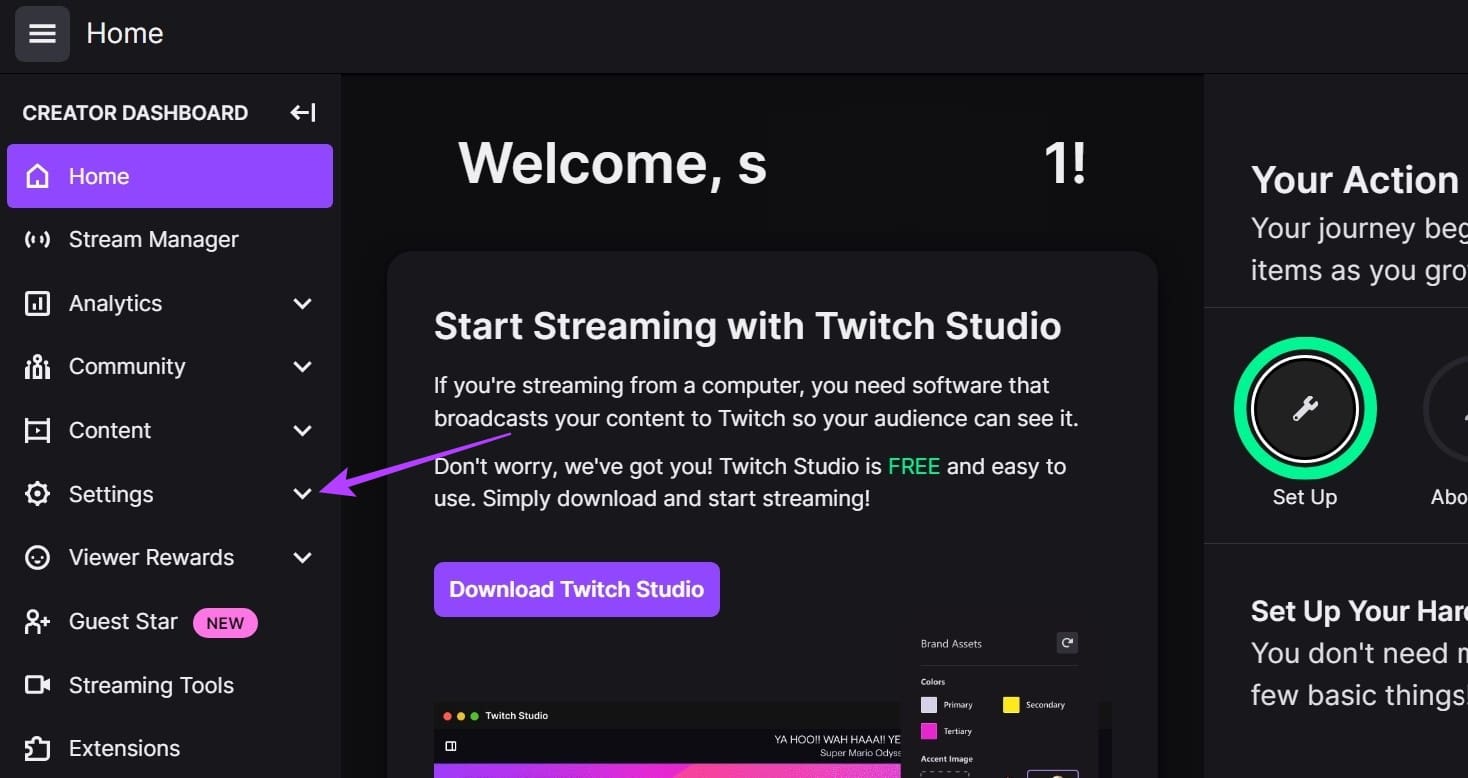 Click on Settings