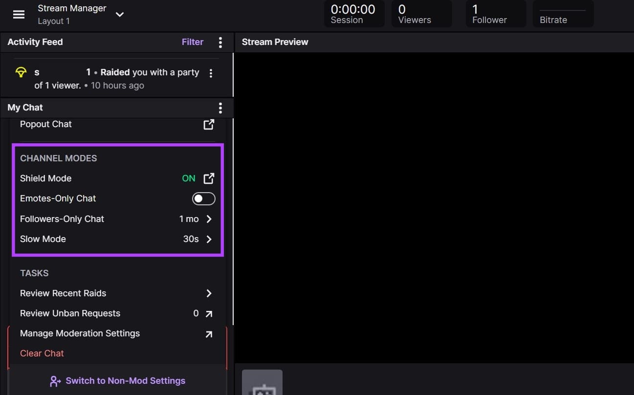 Scroll down to Channel Mode