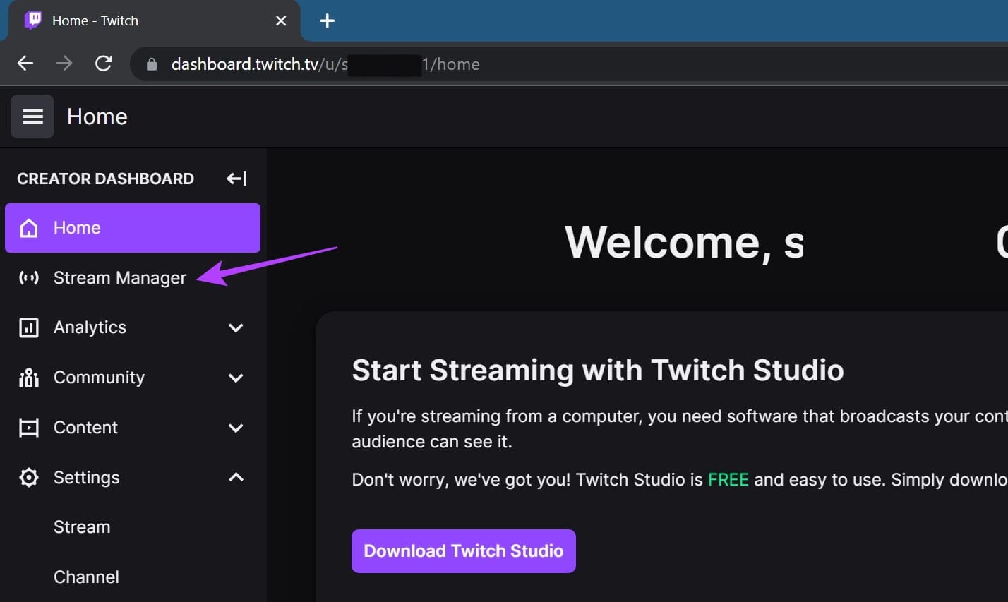 Click on Stream Manager