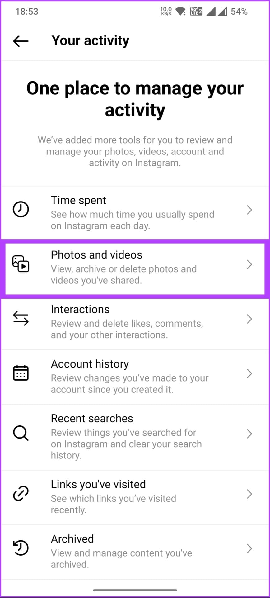 Go to 'Photos and videos'