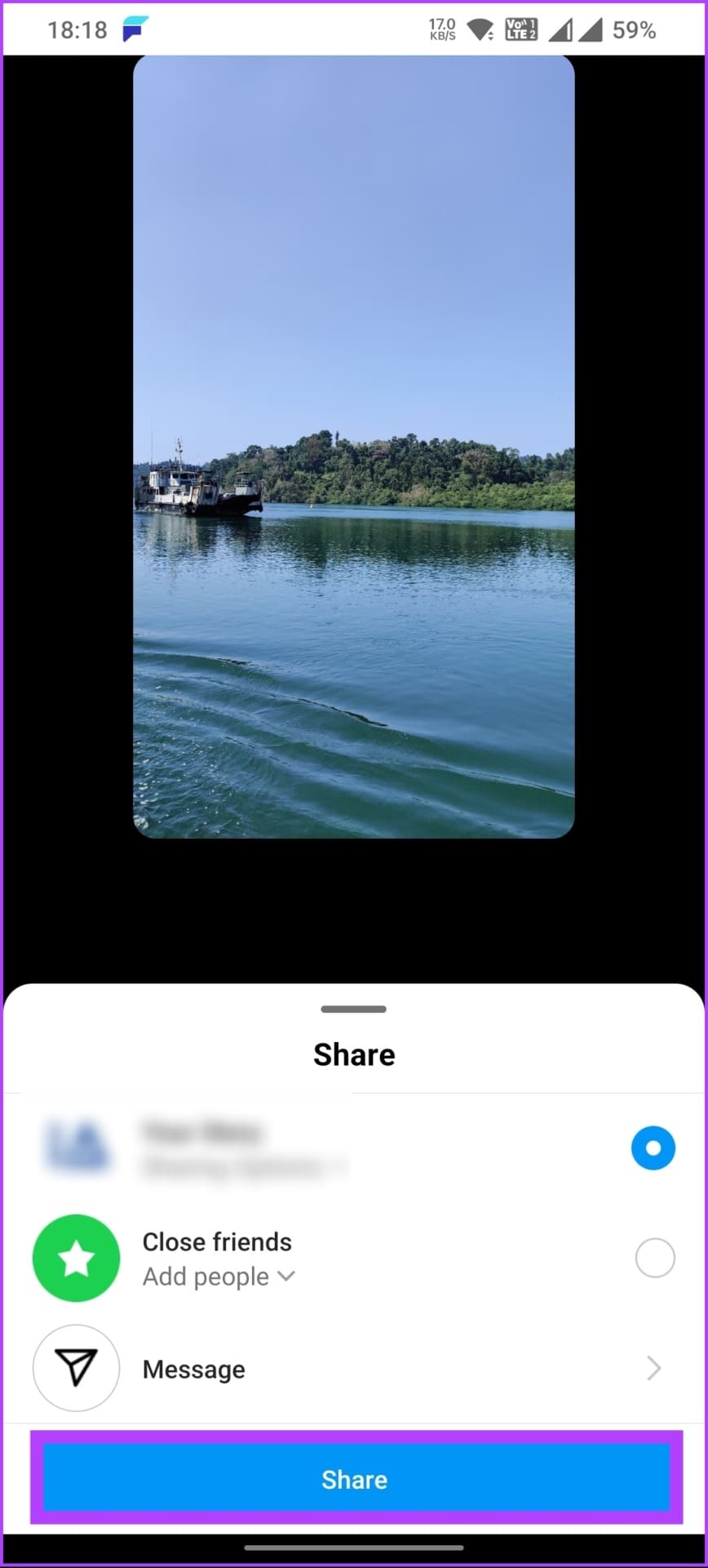 tap Share button