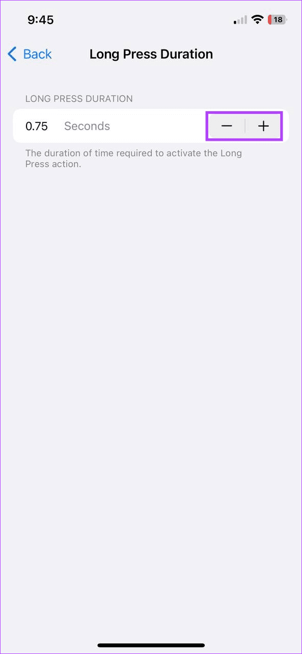 Set Long Press gesture duration