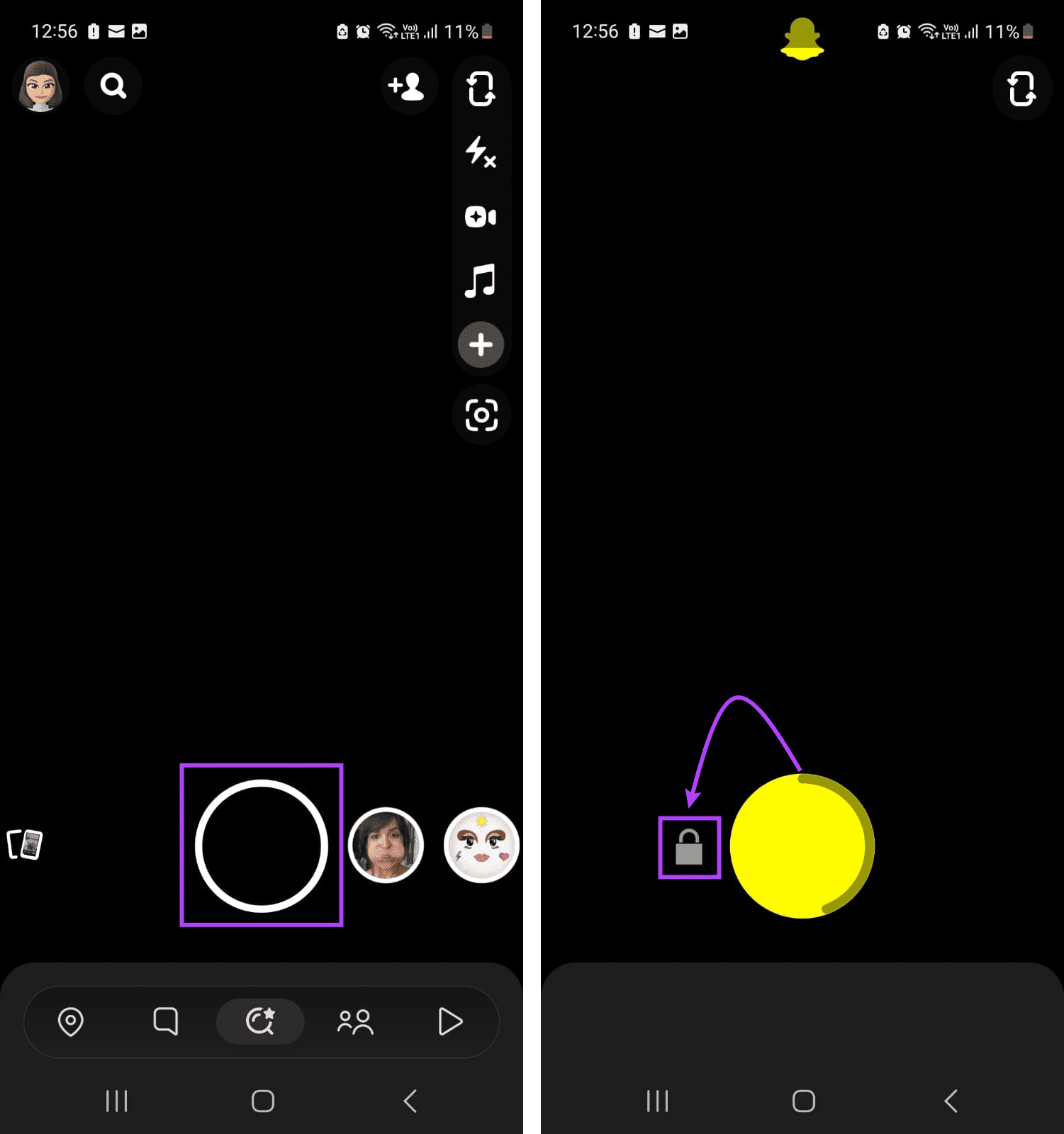 Use the lock function on Snapchat