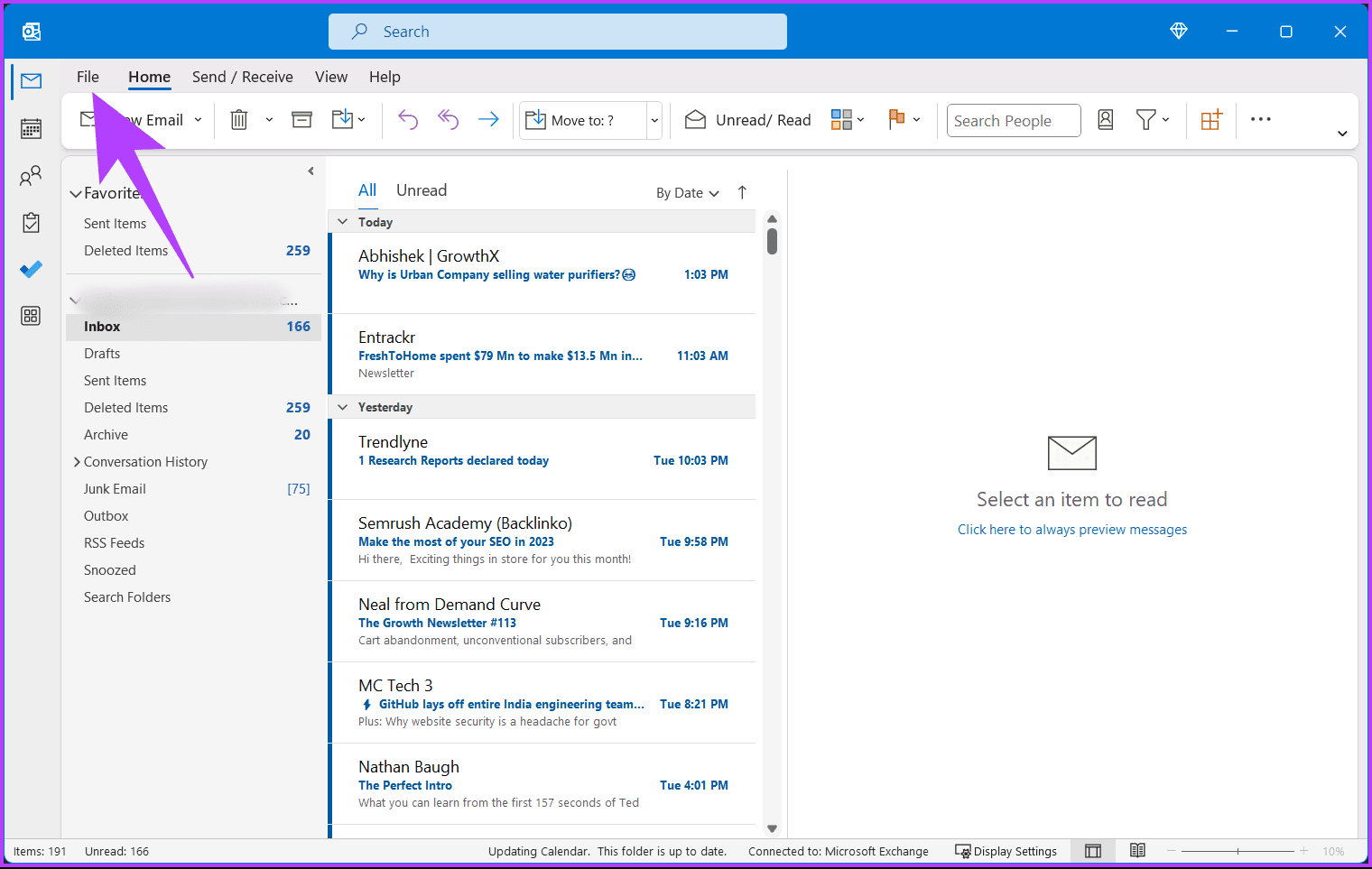 go to Files from the top menu bar