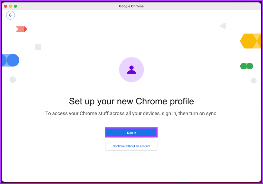 Select the Sign in button