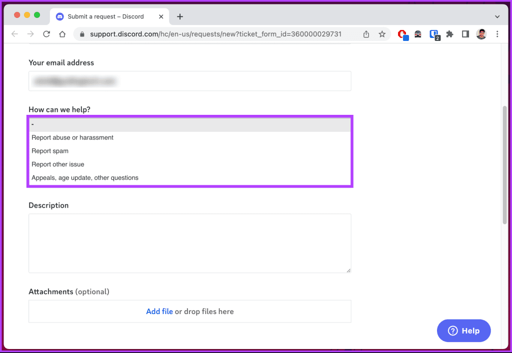 select the report type