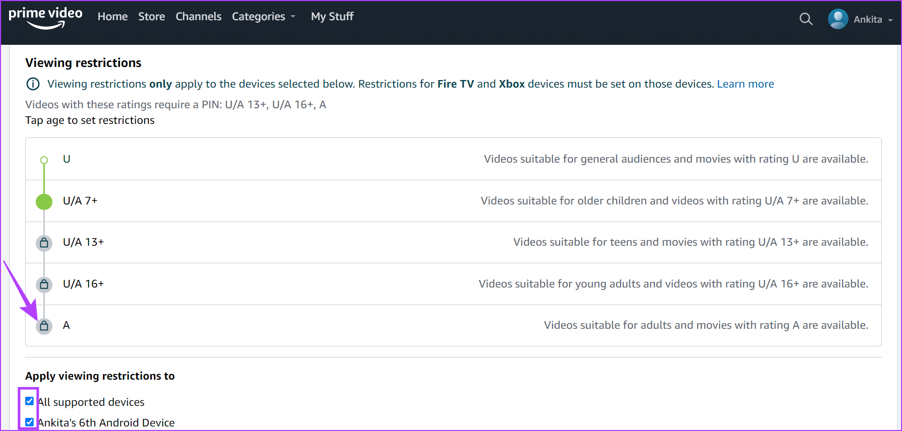 Check All supported devices & click on A