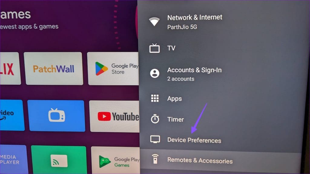 device preferences android tv