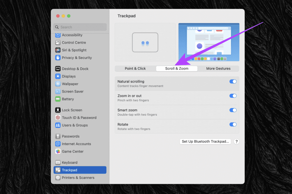 switch to scroll and zoom tab