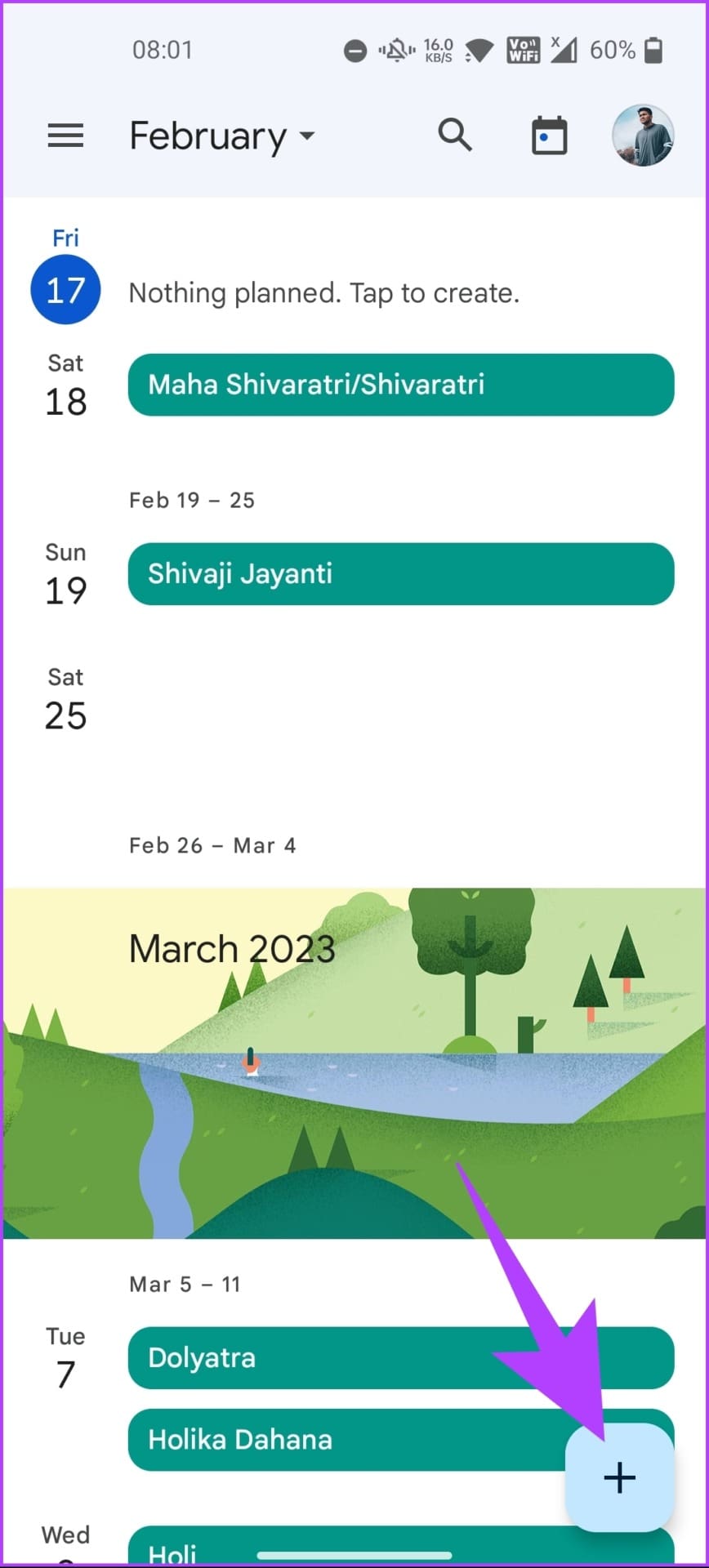 Tap on the floating + (plus) icon