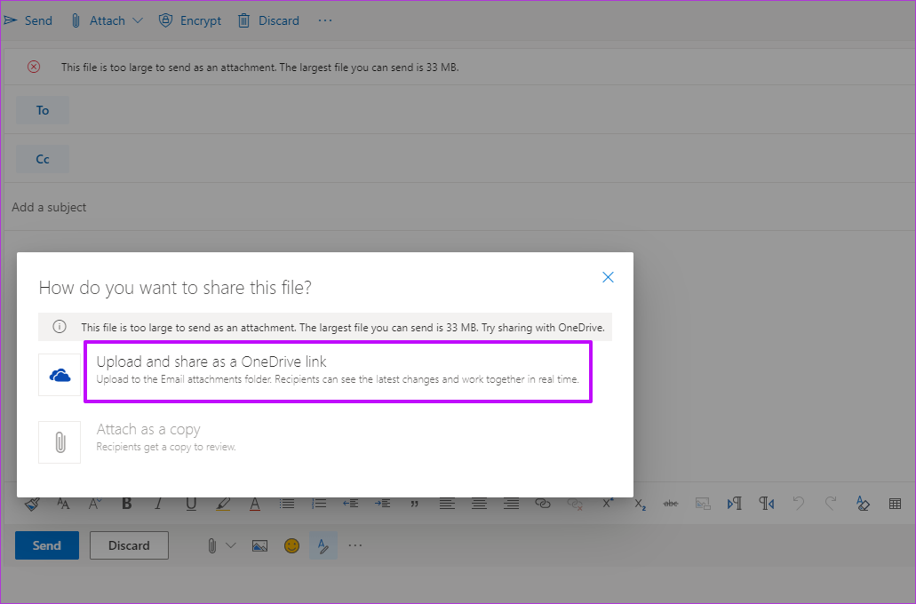 How To Send Large Files Through Outlook 365 6