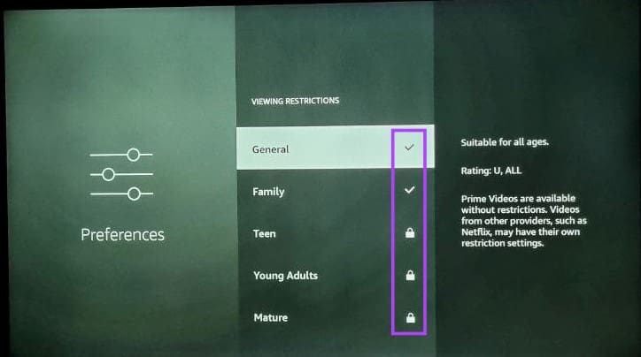 Lock categories with the PIN
