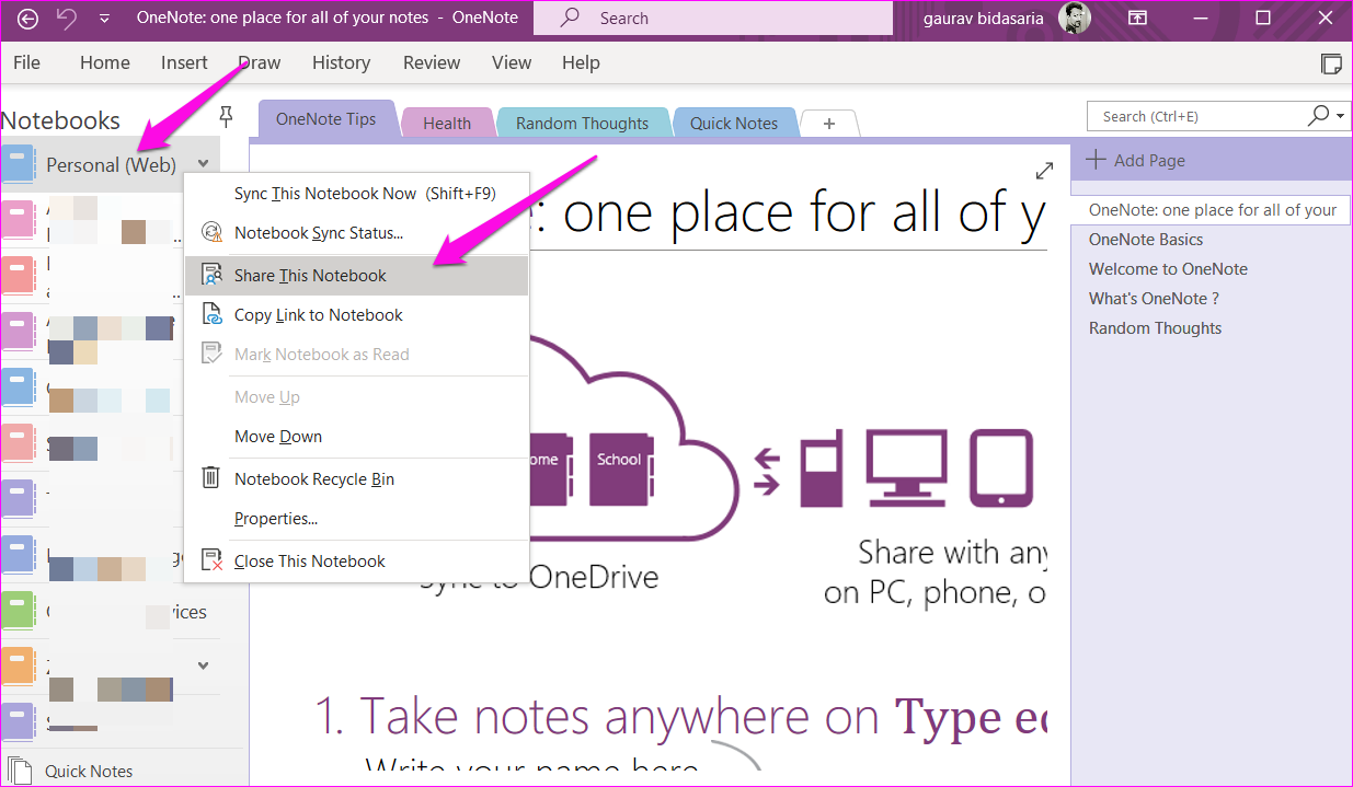 How to Share One Note Notebook on Desktop and Mobile 1