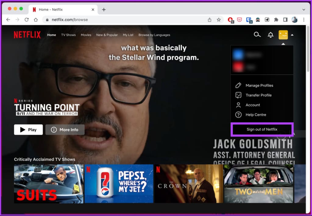 select 'Sign out of Netflix.'