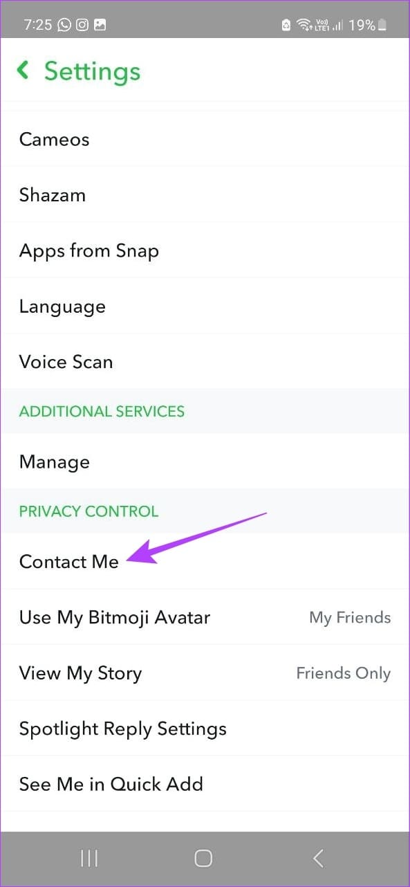 Tap on Contact Me
