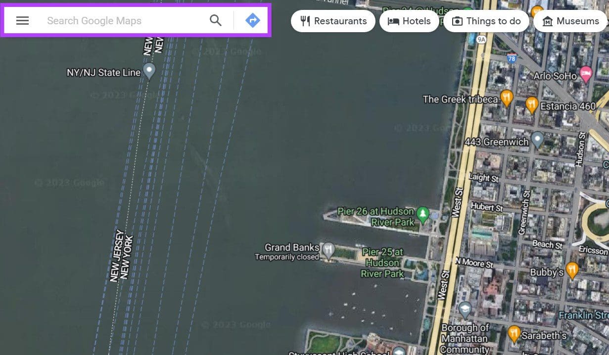Use the search bar to add the places