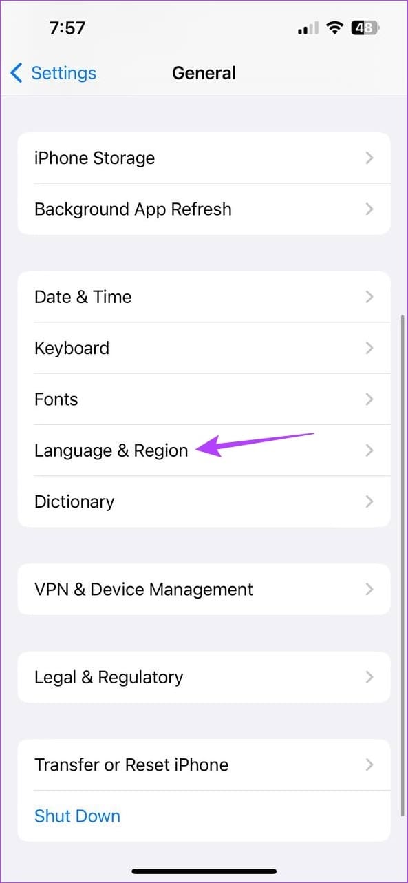 Tap on Language & Region