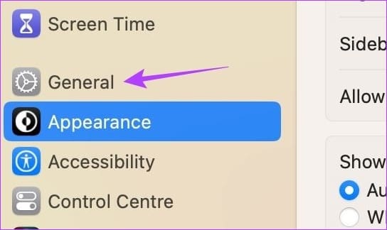 Click on General