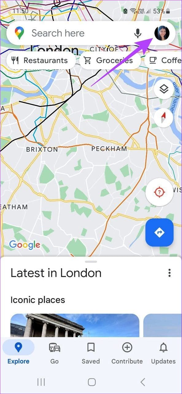 Tap on your profile icon