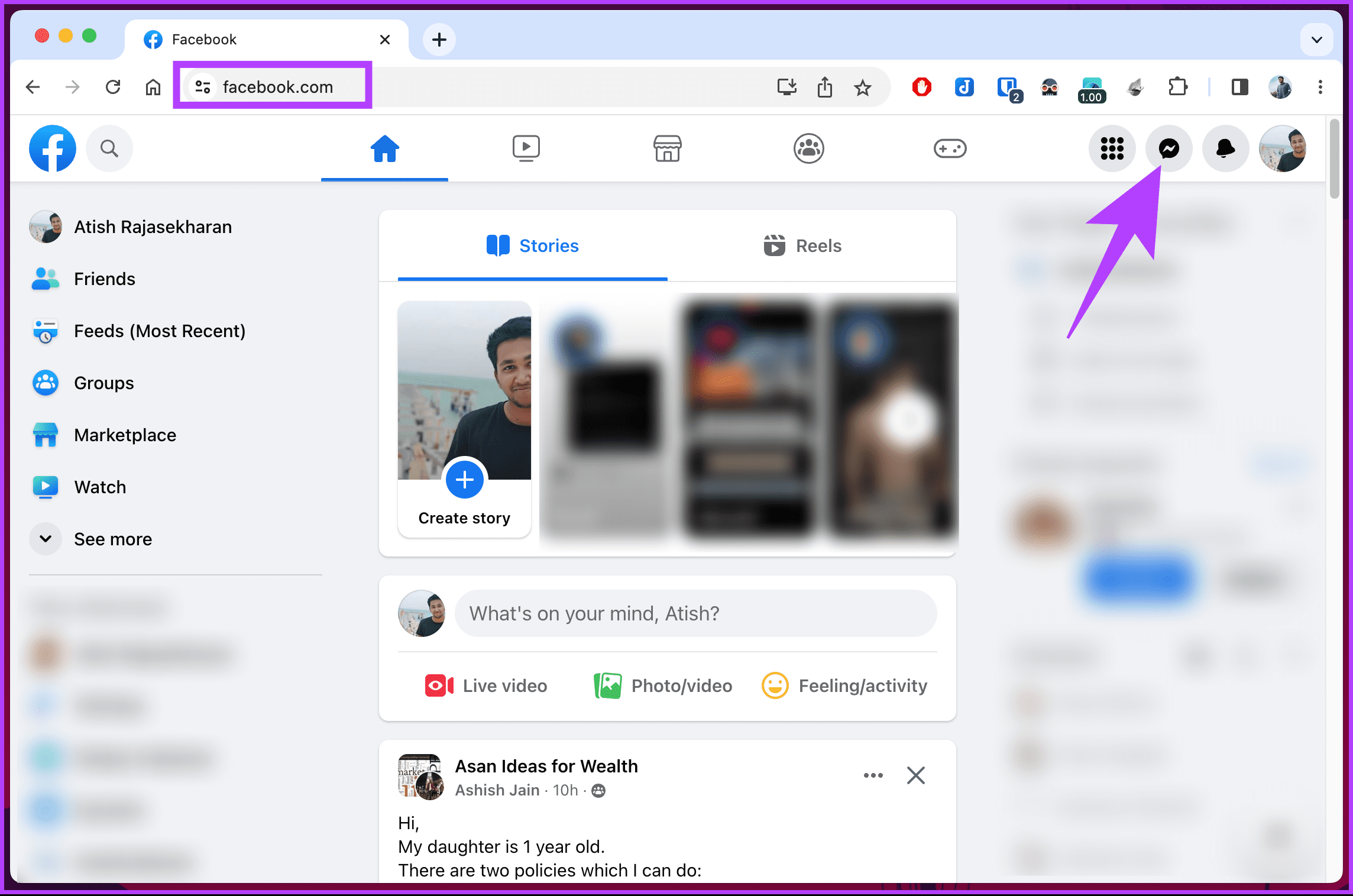 click on the Messenger icon