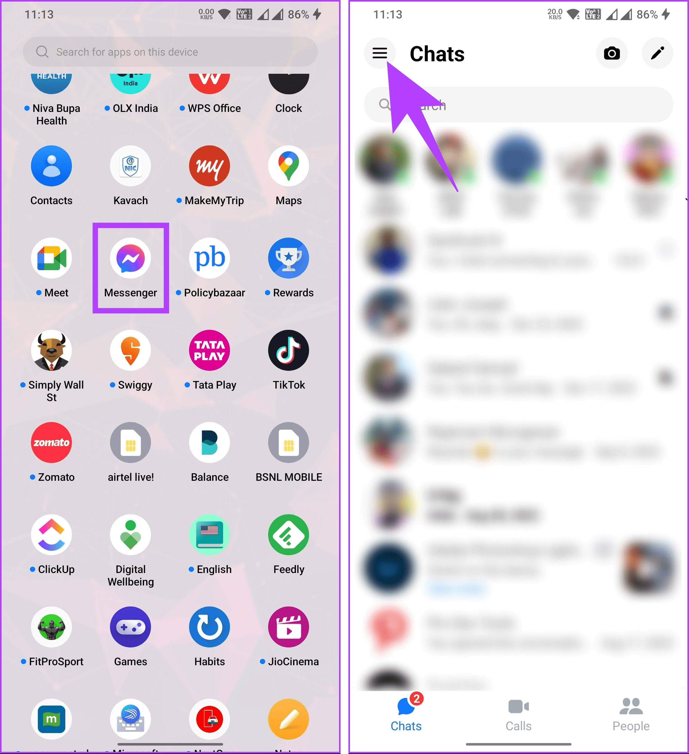 Navigate to the three horizontal lines icon