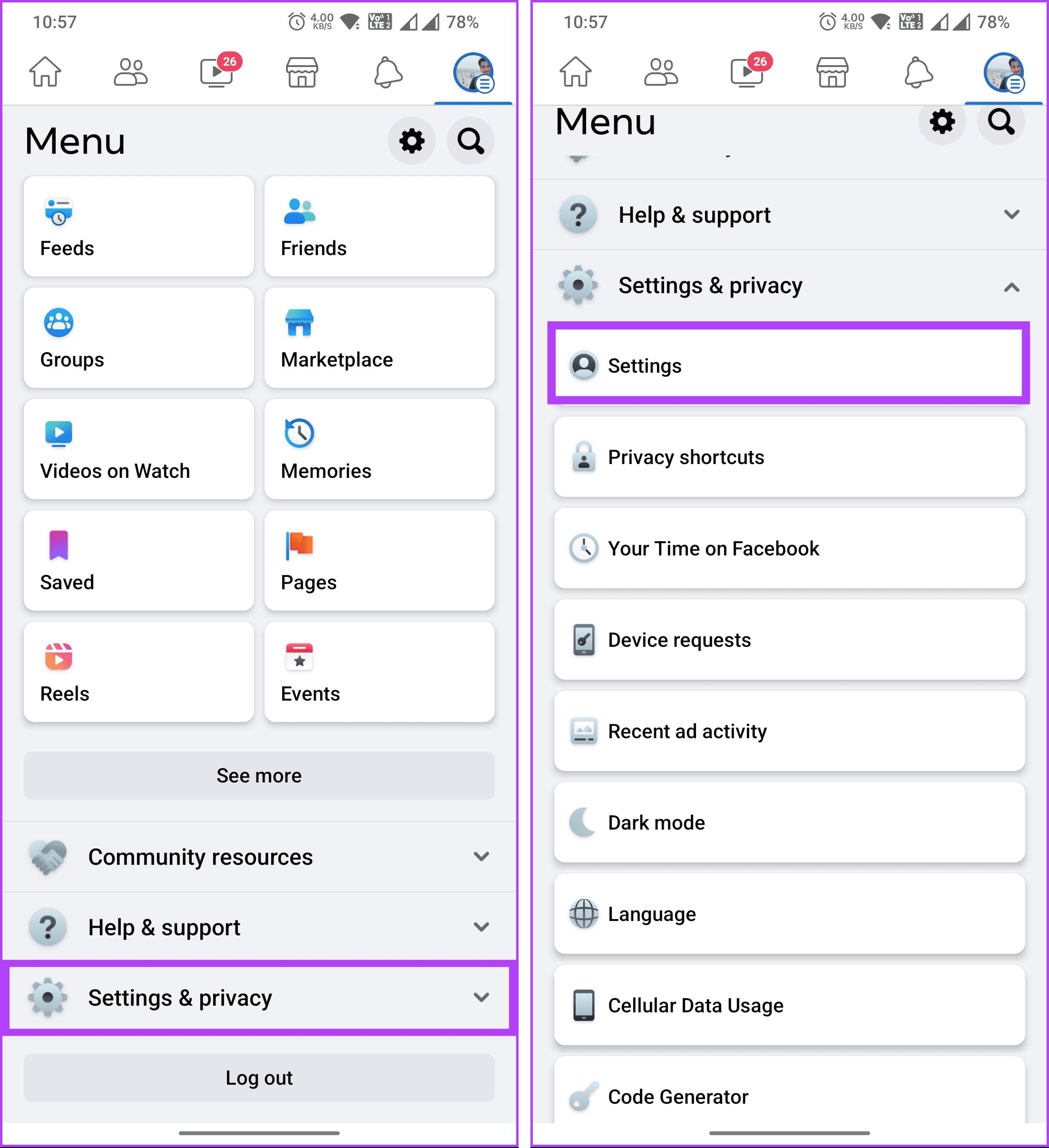 tap on Settings