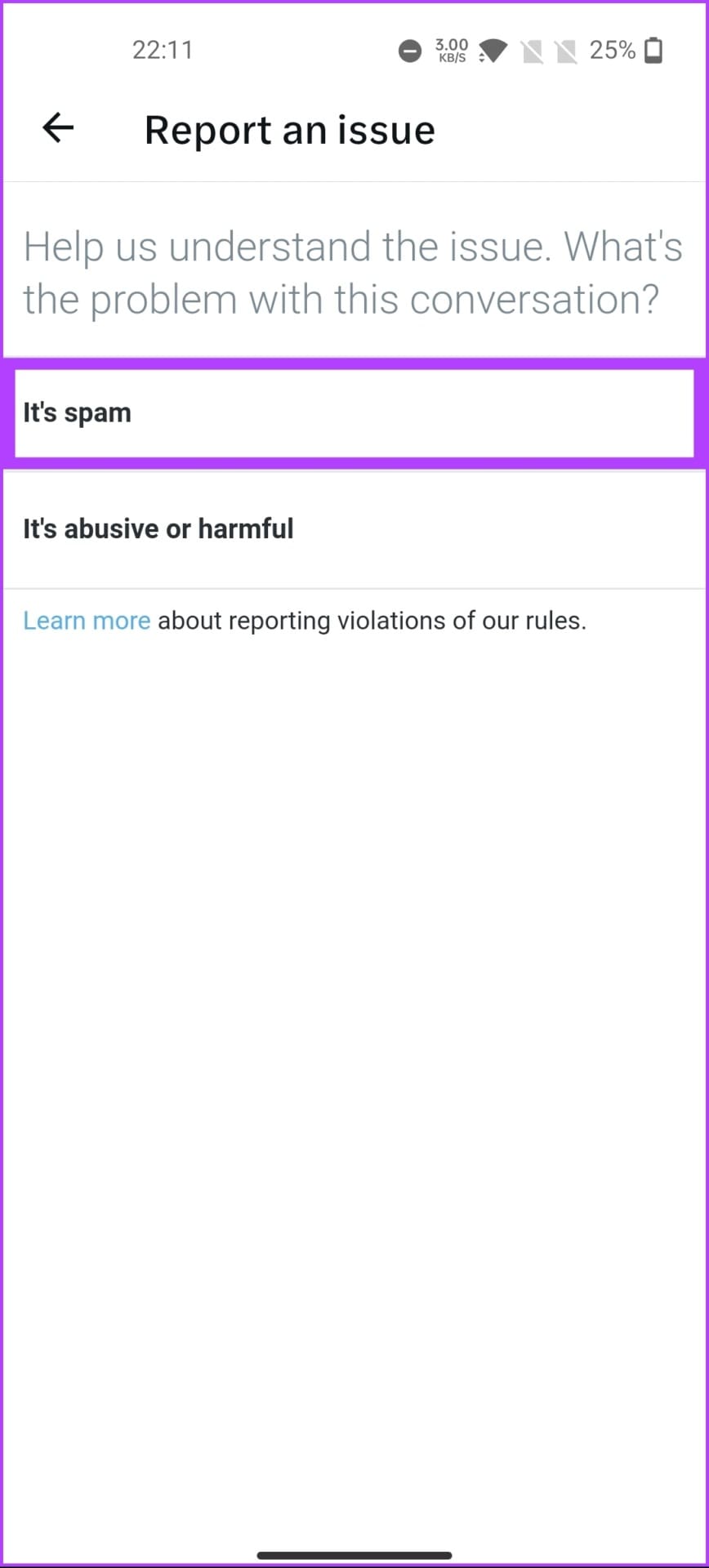 select the issue with the user account