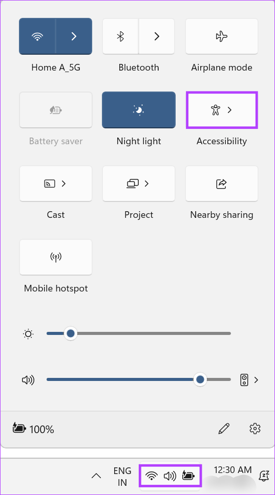 Open Quick Settings & click on Accessibility