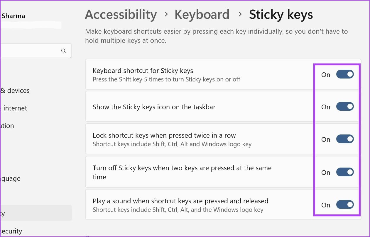 Turn off all the toggles