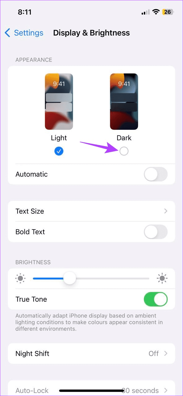 Tap on Dark