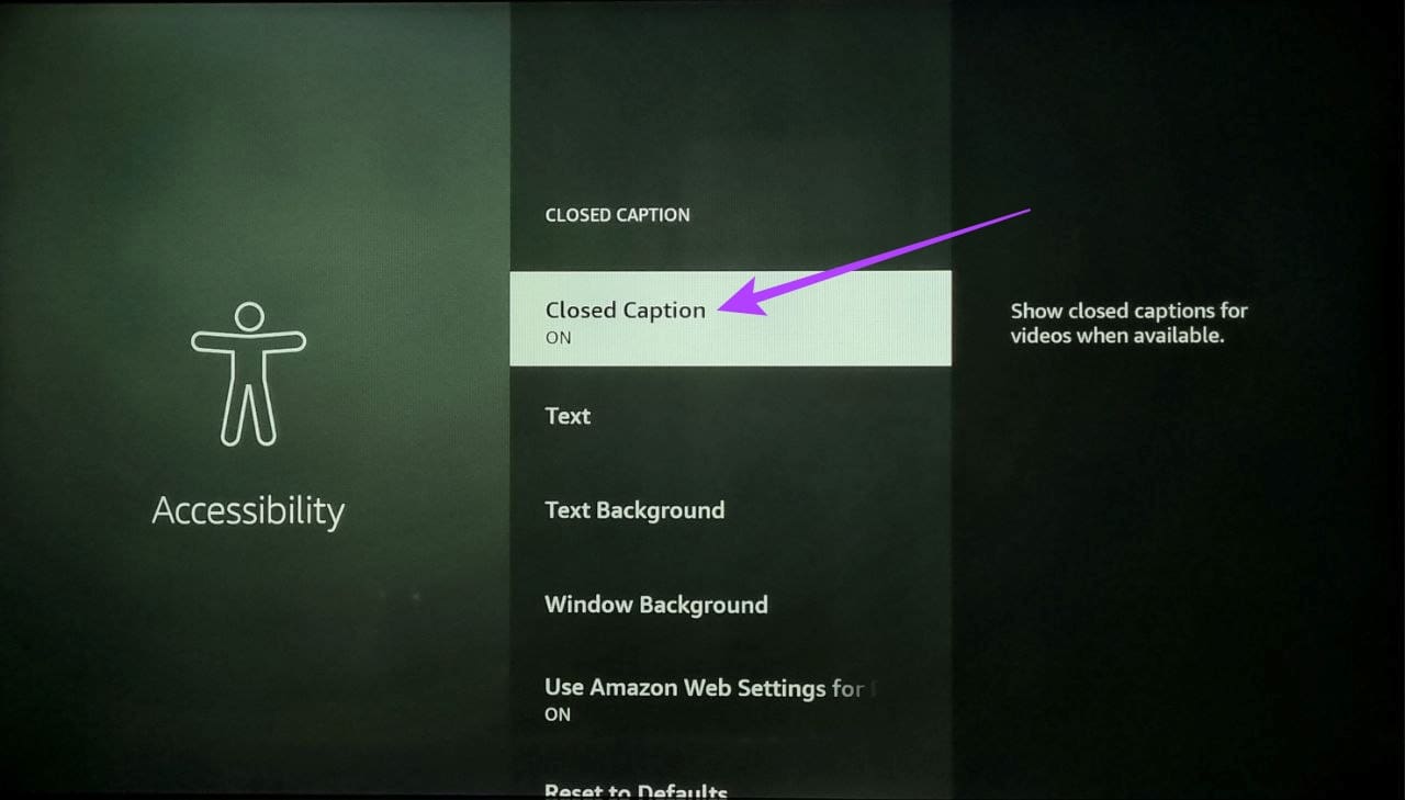 Select Closed Caption to turn it off